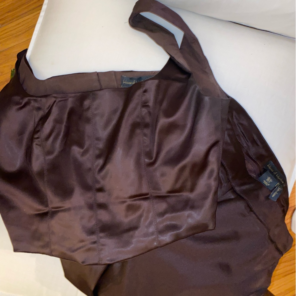 HOUSE OF HARLOW 1960 Brown Satin Set size small